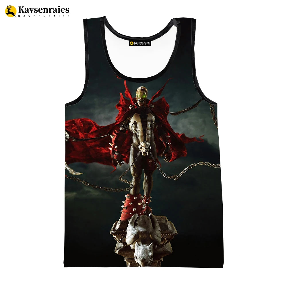 2023 Hot Anime Spawn Printed 3D Print Tank Tops Summer Fashion Casual Sleeveless Shirts Harajuku Streetwear Oversized T-shirt