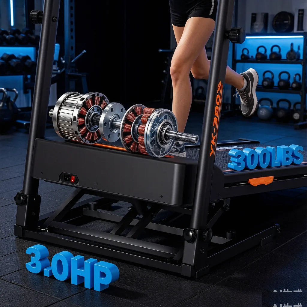 3-Level Adjustable Height Folding Treadmill,3.0HP Brushless Motor,Low Noise Below 45dB,15% Auto Incline,Quiet Shock Absorption Indoor Running Machine