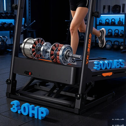 3-Level Adjustable Height Folding Treadmill,3.0HP Brushless Motor,Low Noise Below 45dB,15% Auto Incline,Quiet Shock Absorption Indoor Running Machine