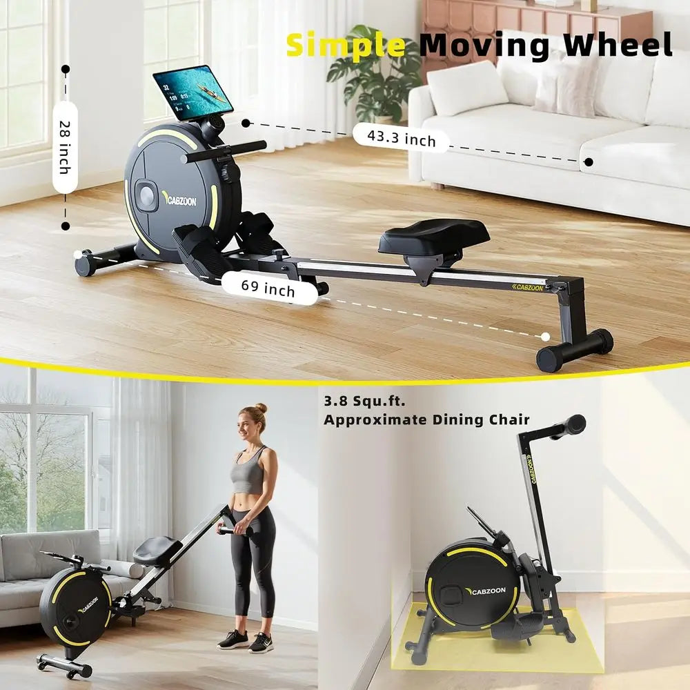 Silent Magnetic Rowing Machine 265LB Capacity 16 Resistance Levels Tablet Holder Home Gym Cardio Full Body Workout Equipment