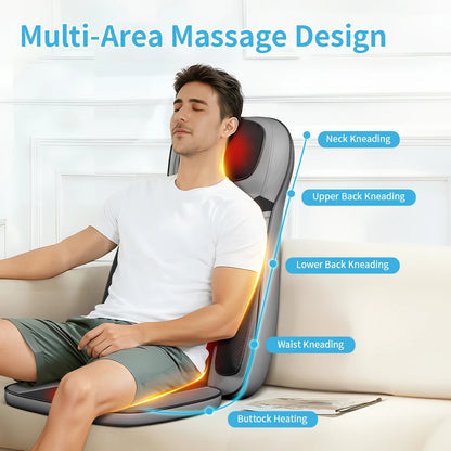 Shiatsu Neck Back Massager with Heat, Adjustable Massage Chair Pad Back Support Massage Seat Cushion for Full Body Massager Gifts for Dad Mom, Adjustable Intensity and Height for Office Chair and Home Use