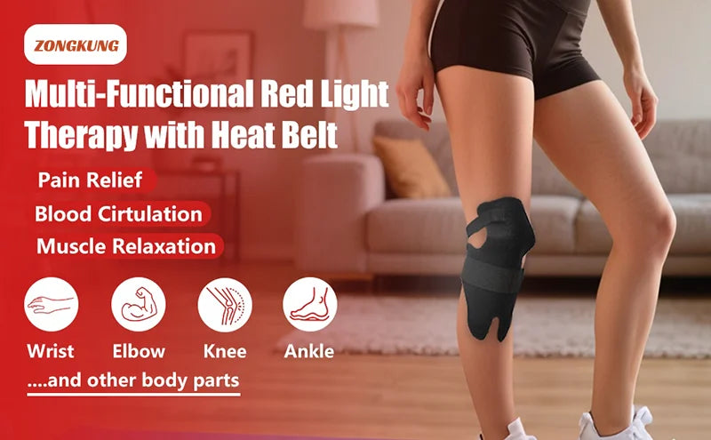 78LEDs Red Light Therapy Wrap for Body Pain Relief 3-in-1 660nm&850nm Near-Infrared Pad with Heating for Knee  Feet Muscle Repai