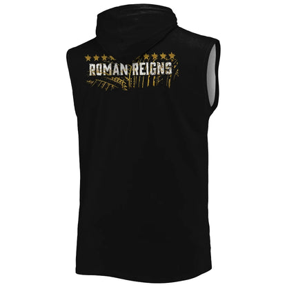 Men's Black Roman Reigns Tribal Logo Sleeveless Hoodie 3D Quick Dry Breathable Sports Gym Tank Top Street Casual Hooded Tank