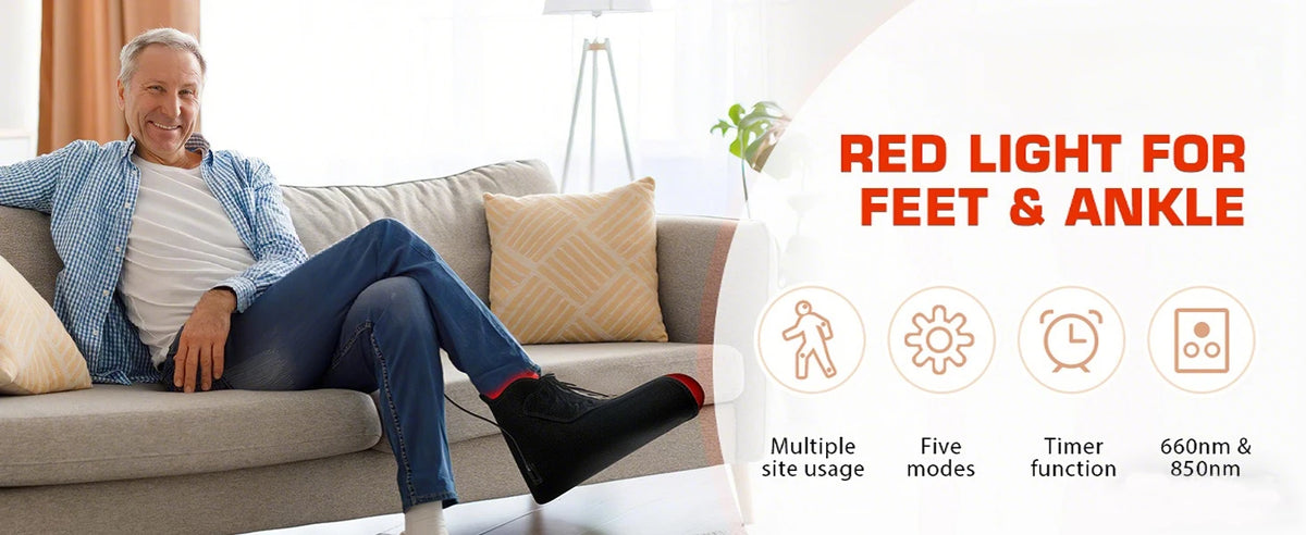 Red Light Therapy for Feet,Infrared Light Therapy Shoes Wraps Toes & Ankle,Led Near Infrared Light Boots,Adjustable Power & Time