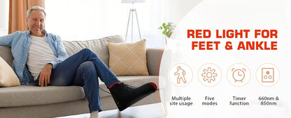 Red Light Therapy for Feet,Infrared Light Therapy Shoes Wraps Toes & Ankle,Led Near Infrared Light Boots,Adjustable Power & Time