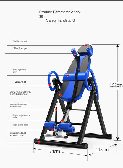Heavy Duty Inversion Table with Headrest & Adjustable Protective Belt Back Stretcher Machine for Pain Relief Therapy