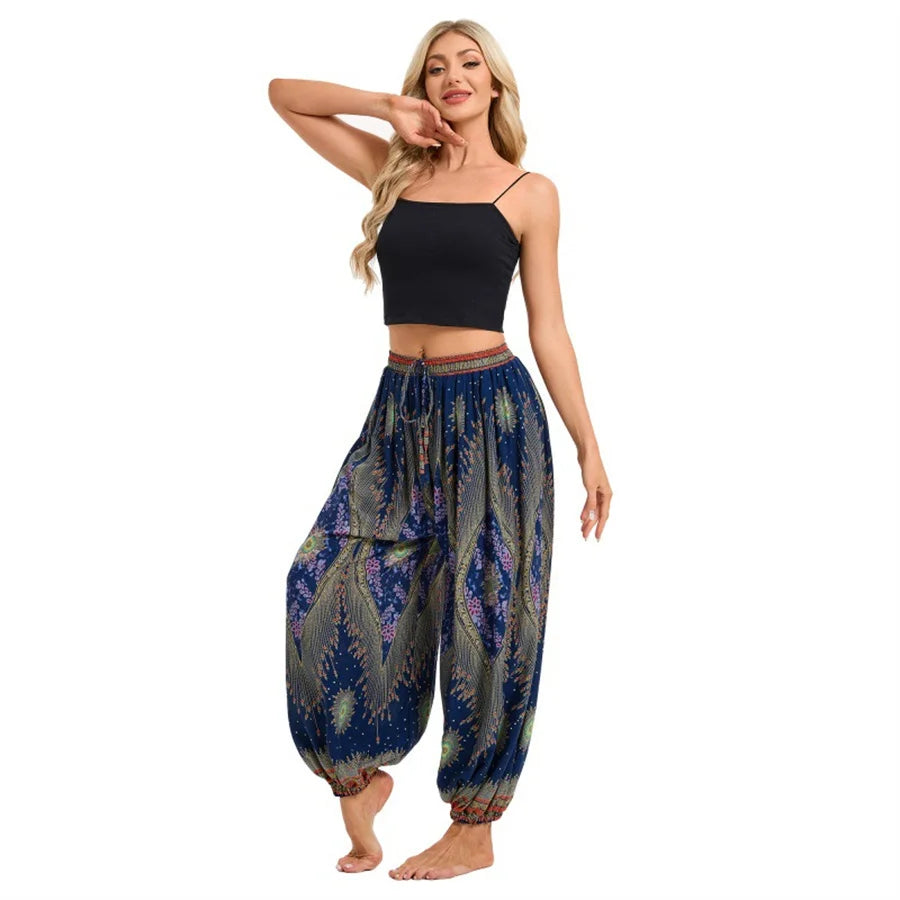 Boho Yoga Pants Women Hippie Harem Printed Dyeing High Waisted Wear Pantalone De Mujer Cintura Alta Calca Feminina Beach