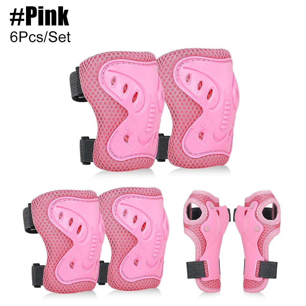 Knee Pads Elbow Pads with Wrist Guards for Ages 3-10| 6-in-1 Safety Protective Gear for Skating, Cycling, Biking, Roller Skates