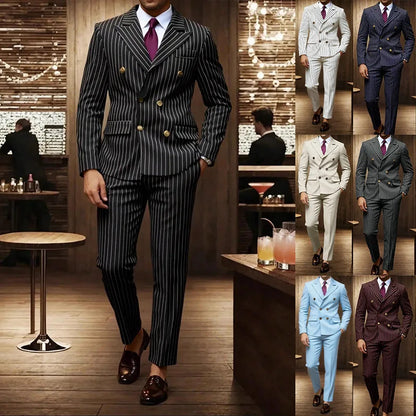High-quality European and American Men's Clothing, Formal Suits with Stripes, Trousers for Business, Formal Dinners, Weddings