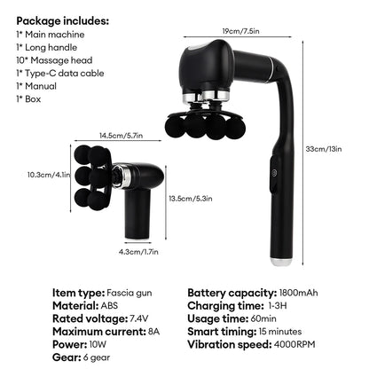 6-Heads Handhel Fascia Gun Electric Deep Tissue High Frequency Vibration Massage for Arms Back Legs Full Body masajeador
