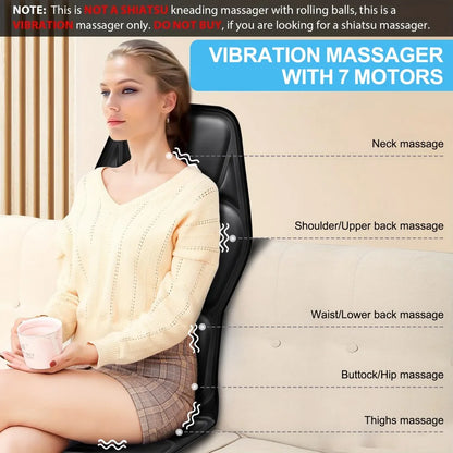 Massage Chair Pad with Heat, Back Massager Seat Cushion with 9 Modes for Pain Relief, Massage Pad for Office Home Car Relaxtion