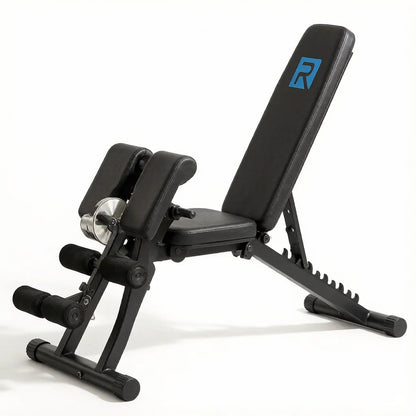 Adjustable Roman Chair Hyperextension Bench, 5mm Thick Steel Frame 660LBS Static Load 330LBS User Weight Capacity with 2 Resistance Bands Multi-Position Adjustment Suction Cup Anti-Slip Base for Home Gym Full Body Strength Tr