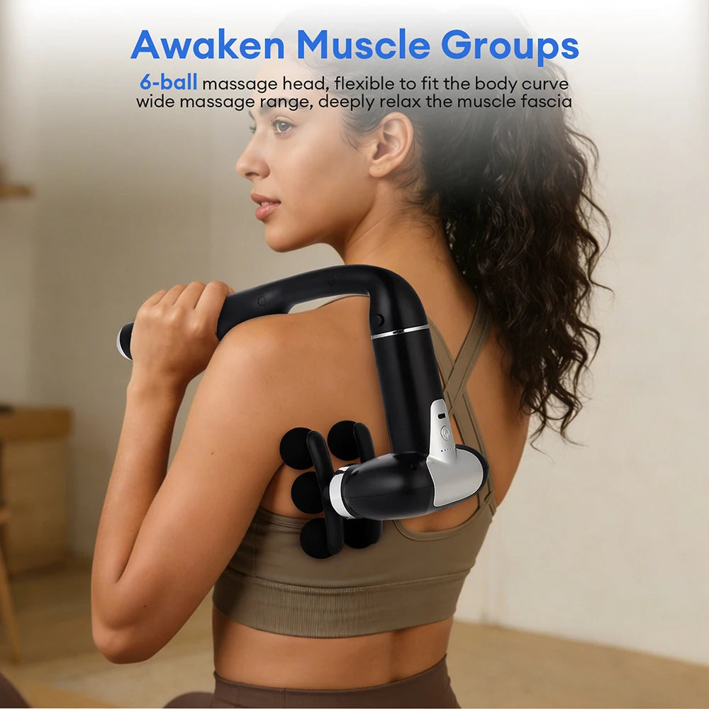 6-Heads Handhel Fascia Gun Electric Deep Tissue High Frequency Vibration Massage for Arms Back Legs Full Body masajeador