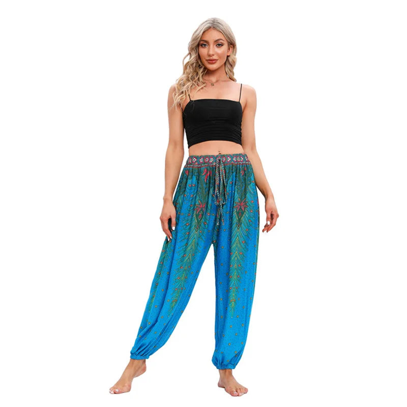 Boho Yoga Pants Women Hippie Harem Printed Dyeing High Waisted Wear Pantalone De Mujer Cintura Alta Calca Feminina Beach