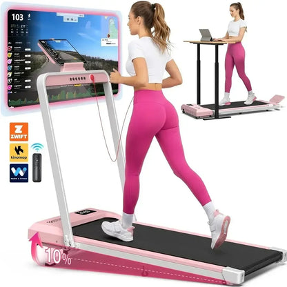 Portable Incline Treadmill with 320 lbs Capacity, Walking Pad, Handle Bar, App & Remote, Wide Belt, LED Display