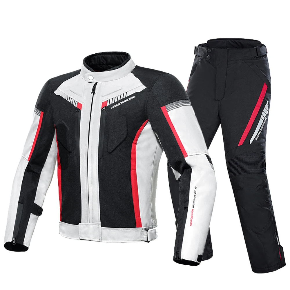 HEROBIKER Waterproof Motorcycle Jacket Man Racing jacket Wearable Motorcycle Pants Moto Jacket  With EVA Protection