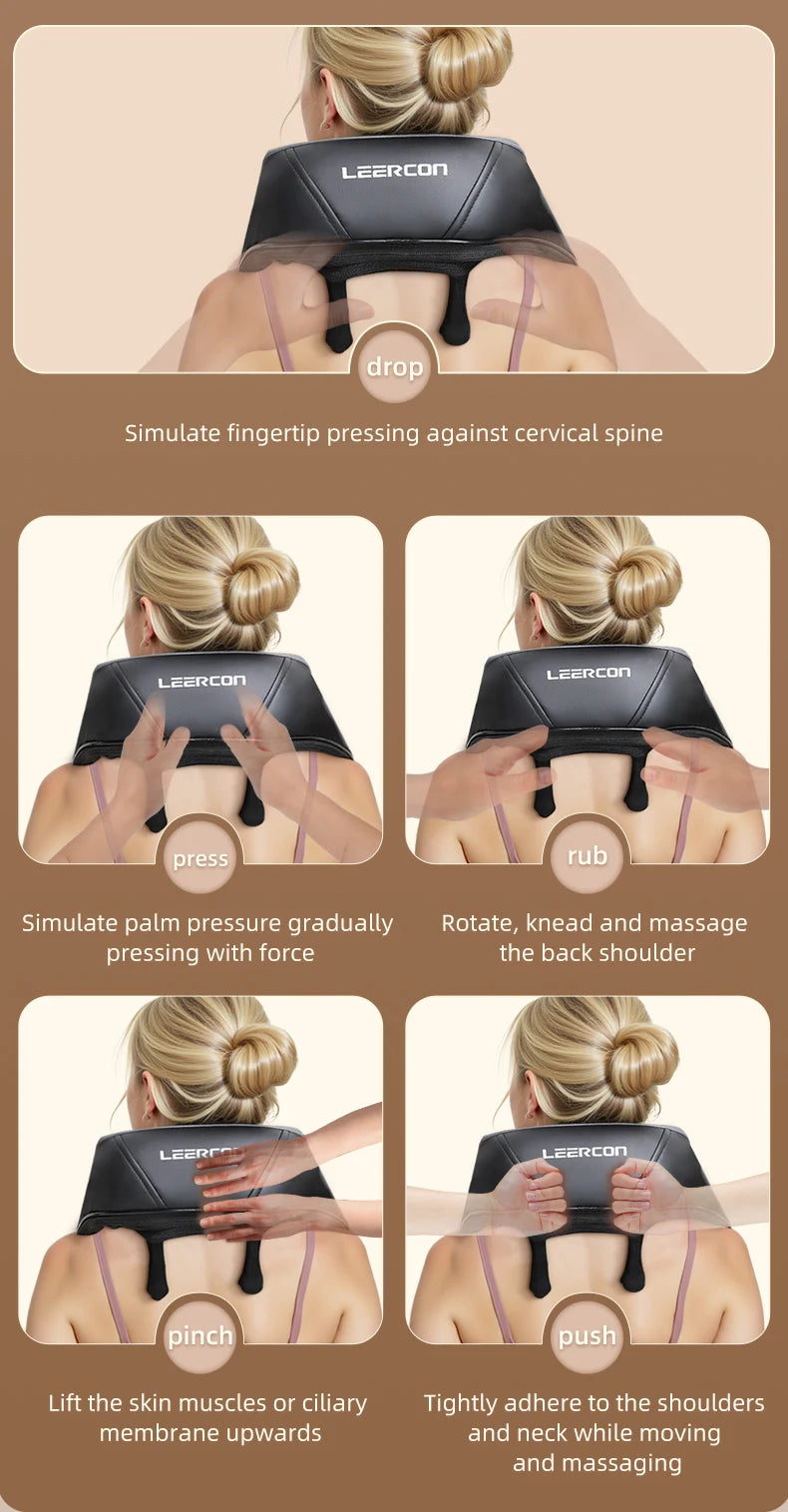 4D Shiatsu Neck and Shoulder Massager With Heat Electric Back Massagers Kneading Massage Pillow Full Body Muscle Dropshipping Home Car Use,Best Gift