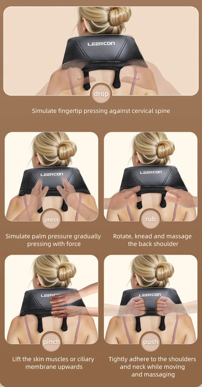 4D Shiatsu Neck and Shoulder Massager With Heat Electric Back Massagers Kneading Massage Pillow Full Body Muscle Dropshipping Home Car Use,Best Gift