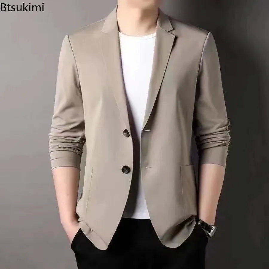 Men's Ice Silk Western-style Clothes Casual Suit Jackets Breathable Sun Protection Coats Lightweight Spring Summer Men Clothing