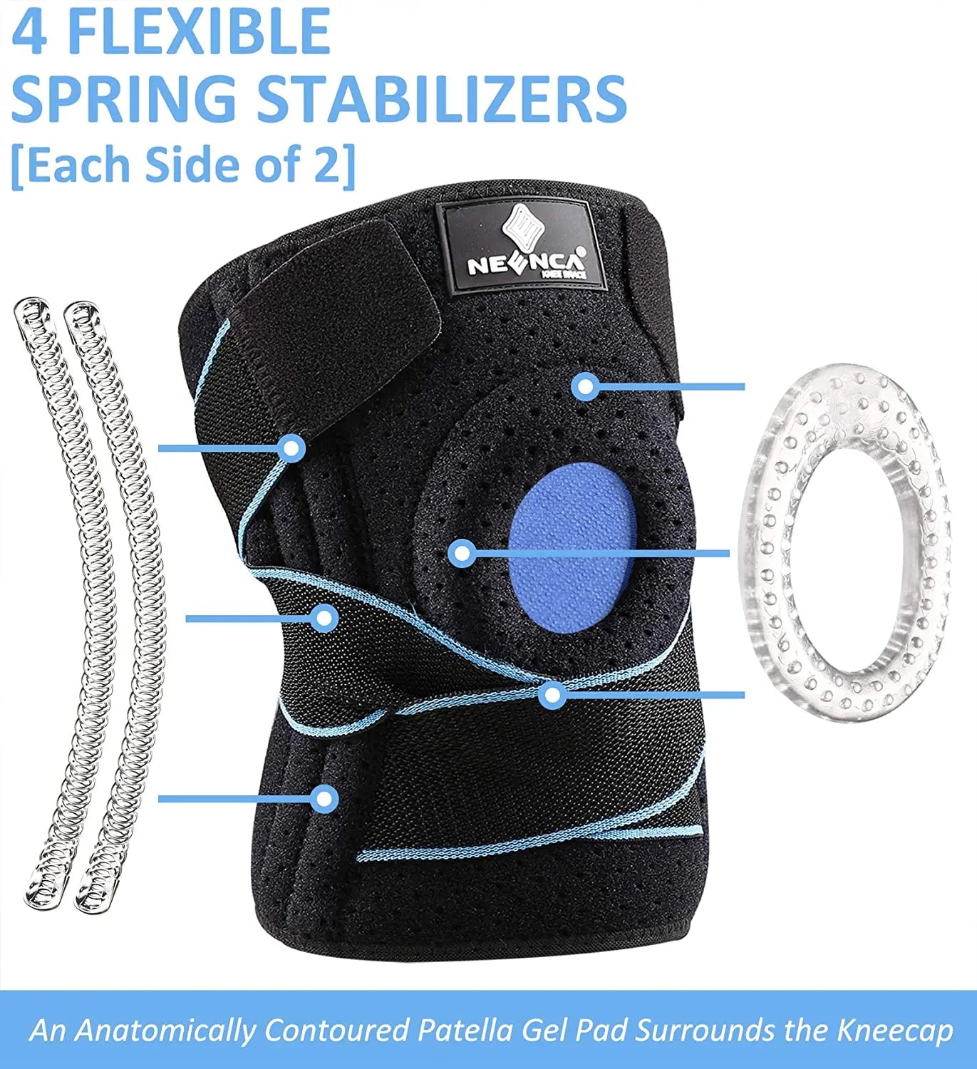 Knee Brace with Side Stabilizers for Meniscus Tear Knee Pain ACL MCL Injury Recovery Adjustable Knee Support for Men and Women