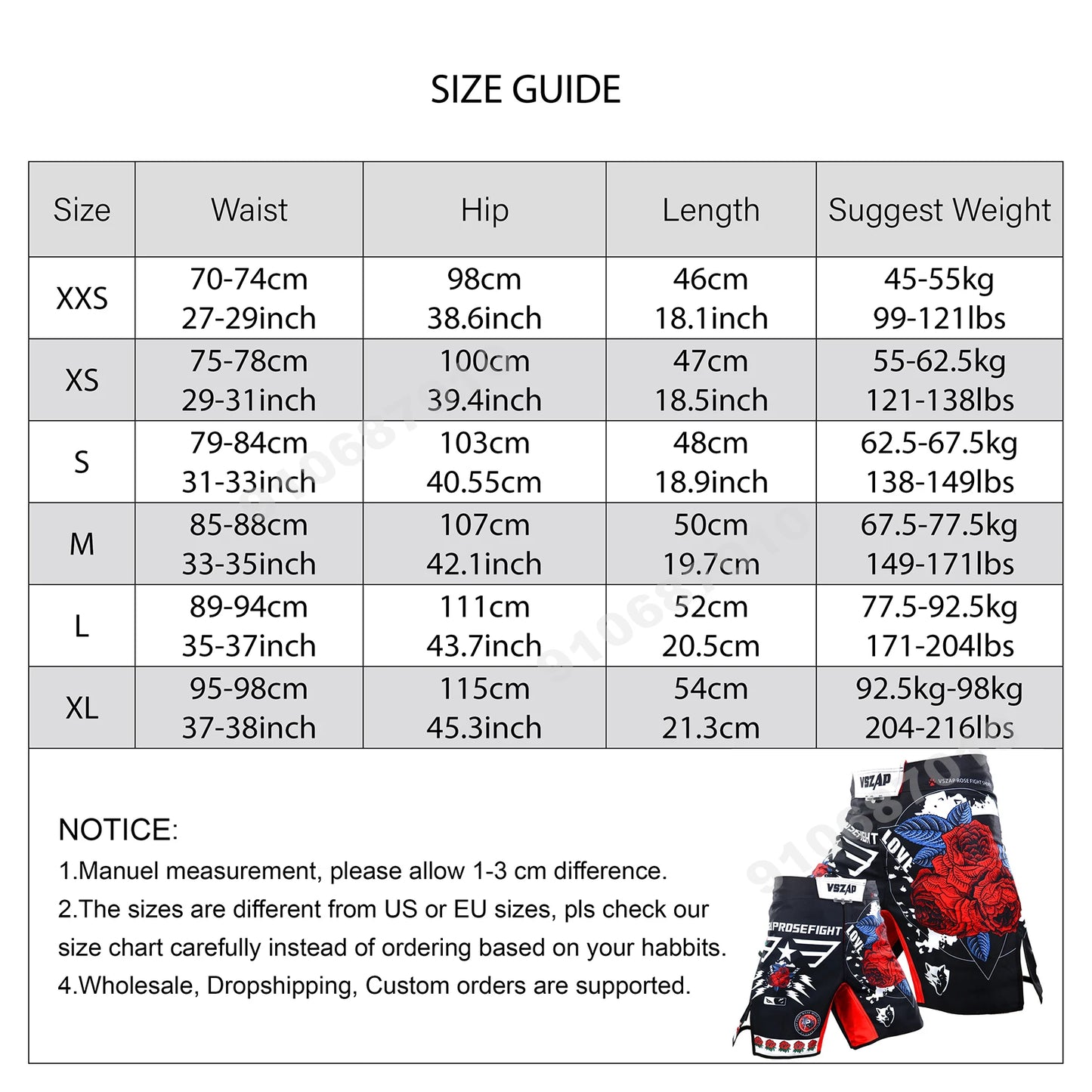Vszap MMA BJJ Shorts Comprehensive Fighting Training Pants Men's Muay Thai No Gi Judo Jiu Jitsu Sports Boxing Grappling Shorts