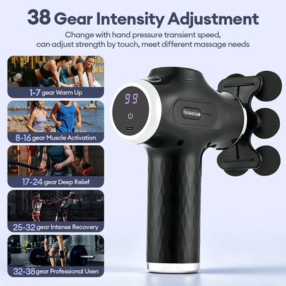 High Power Fascia Massage Gun Replaceable Massage Heads High-Frequency Vibration Body Massage Gun Full Body Muscle Relaxation