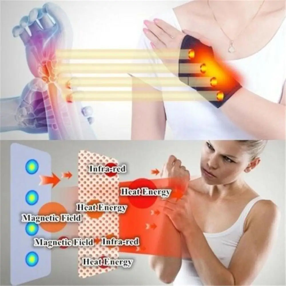 1 Pair Tourmaline Self-Heating Wrist Brace Sports Protection Wrist Belt Far Infrared Magnetic Therapy Pads Braces Health Care