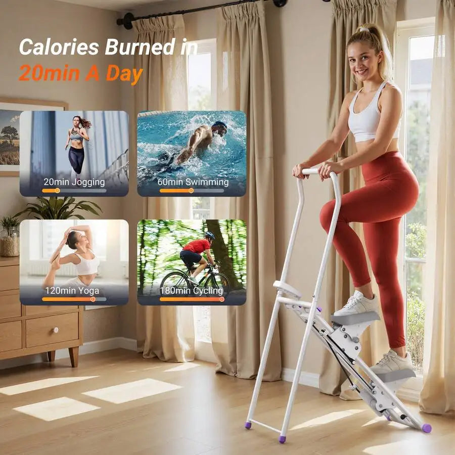 New Version Of Home Fitness Stair Step Machine, Vertical Climbing Machine Workout Equipment, Sliding Machine Suitable For Full-Body Exercise , Compact And Foldable, Adjustable Stride Length, Adjustable Resistance  & Pedals, S