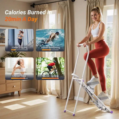 New Version Of Home Fitness Stair Step Machine, Vertical Climbing Machine Workout Equipment, Sliding Machine Suitable For Full-Body Exercise , Compact And Foldable, Adjustable Stride Length, Adjustable Resistance  & Pedals, S