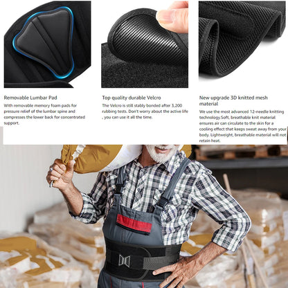 RGGMQQ Back Brace for Lower Back Pain,Ergonomic Support Brace with Comfortable 3D Pad,Lumbar Support Belt for Women Men Sciatica