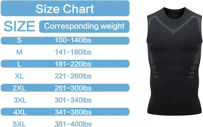 Summer Men Shapewear Ionic Shaping Vest Sleeveless Shirt Tight Compression Shirts Tank Top Body Shaper Breathable Ice Silk Vest