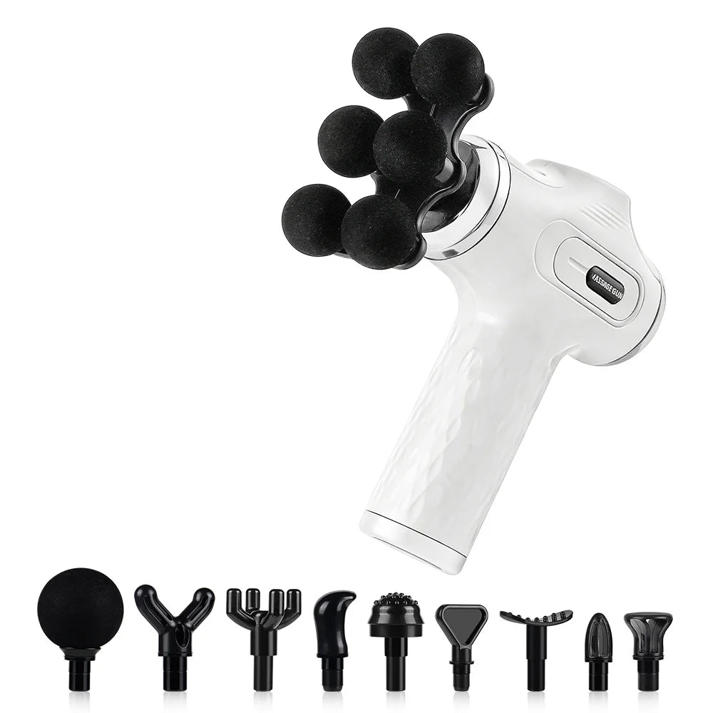 Mini 6-Heads Fascia Gun 38 Level High Frequency Vibration Body Massage Gun Muscle Relaxation Shoulde Waist Back Leg Arm Massager