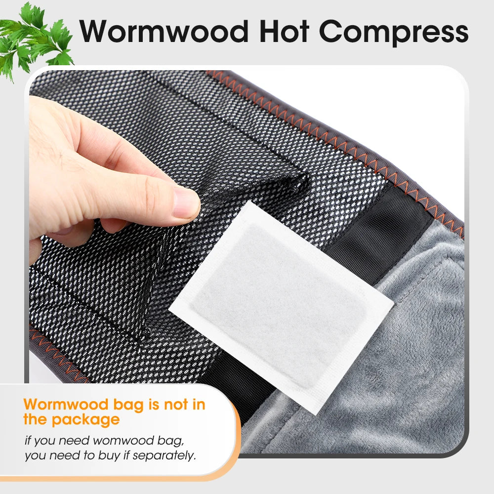 Heating Vibration Massager Belt, Dual Red Light Hot Compress Waist Support Brace Waist Back Massage Lumbar Support Belt