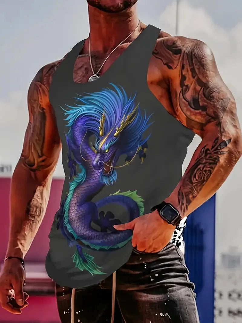 3D Skull Print Round Neck Summer Adult Men's Vest Clothing Basketball Sleeveless Outdoor Sports Gym Breathable Sleeveless Vest
