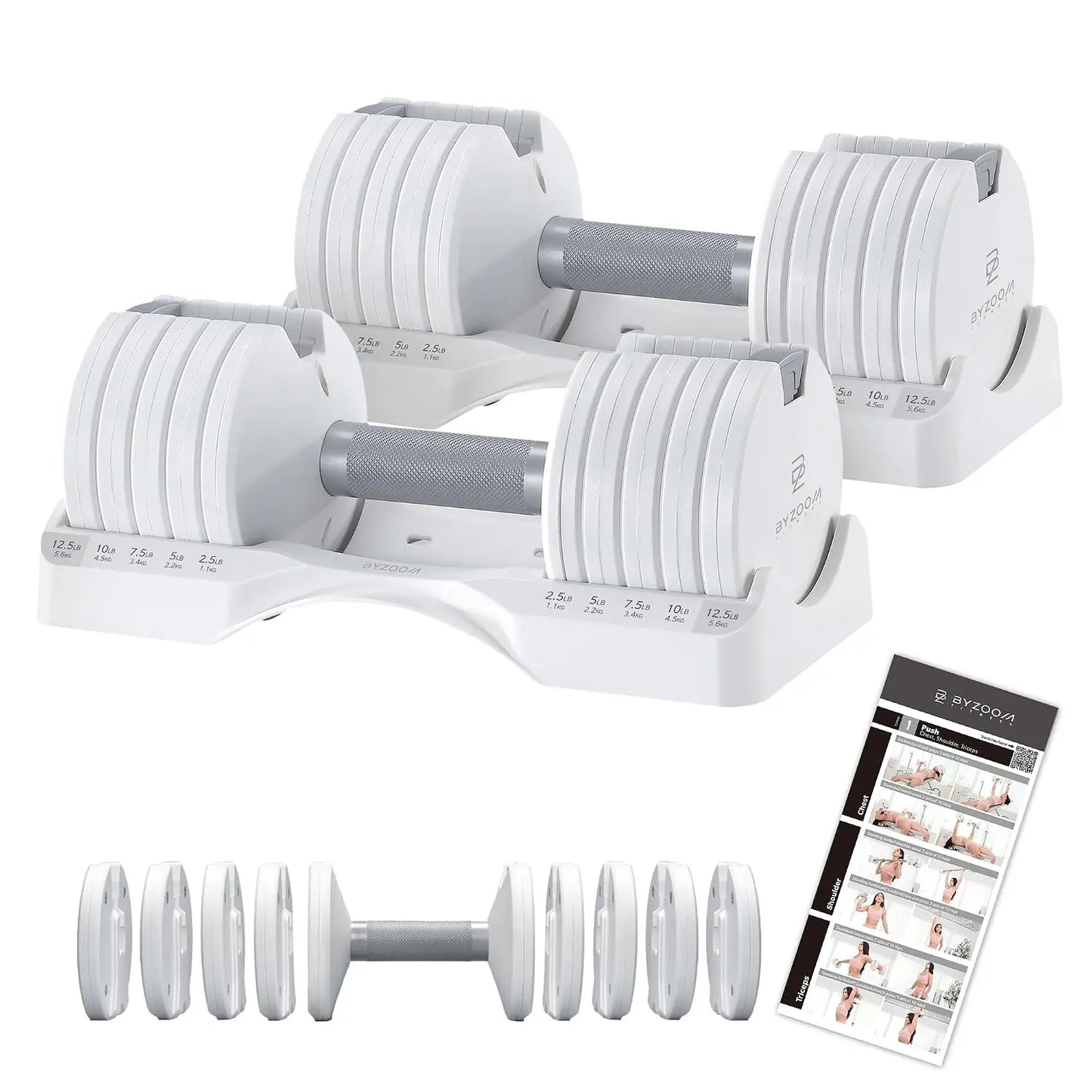 Pure Series Adjustable Dumbbell - 12.5/25/27.5/50/55/75lb - ONE UNIT OR PAIR(check QTY before purchase) - 5-in-1/, Custom