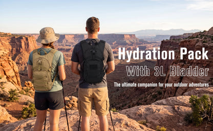 Tactical Hydration Backpack with 3L Water Bladder, Large Capacity Outdoor Hiking Pack for Camping, Cycling and Running