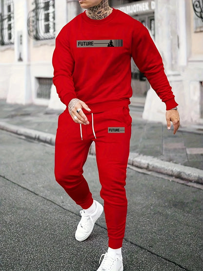 Printed men's two-piece fashion clothing set printed hoodie and sweatpants sweatshirt and jogging pants set clothes for men