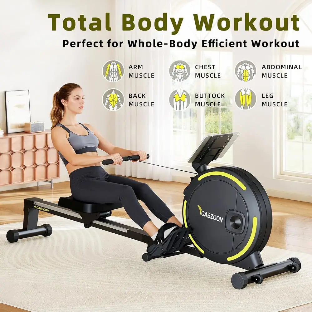 Silent Magnetic Rowing Machine 265LB Capacity 16 Resistance Levels Tablet Holder Home Gym Cardio Full Body Workout Equipment