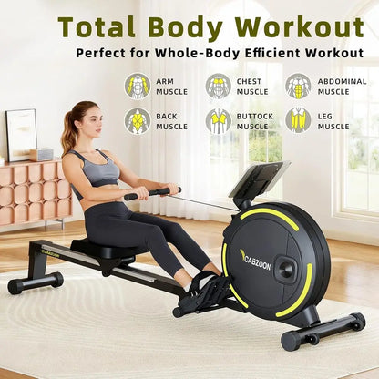 Silent Magnetic Rowing Machine 265LB Capacity 16 Resistance Levels Tablet Holder Home Gym Cardio Full Body Workout Equipment