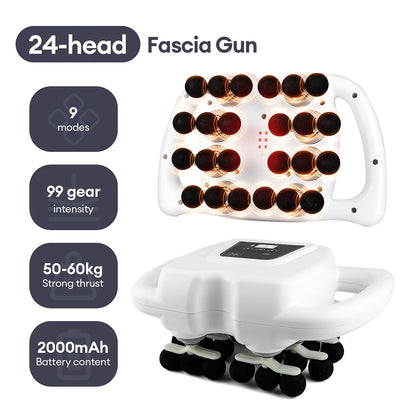 24-Head Fascia Gun 99 Levels Strength High-Frequency Vibration Body Massage Gun Back and Waist Massager Neck Shoulder masajeador