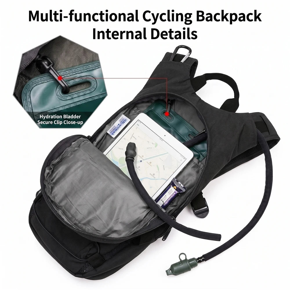 Tactical Hydration Backpack with 3L Water Bladder, Large Capacity Outdoor Hiking Pack for Camping, Cycling and Running