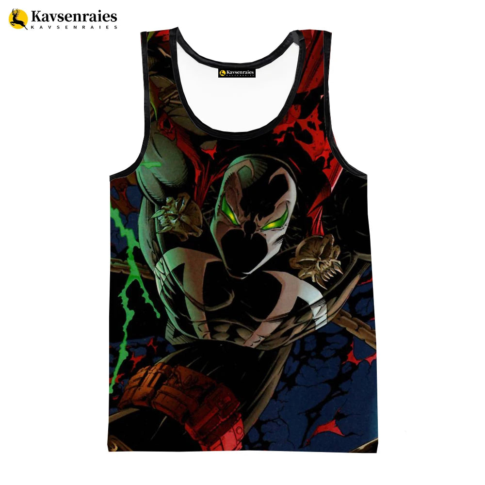 2023 Hot Anime Spawn Printed 3D Print Tank Tops Summer Fashion Casual Sleeveless Shirts Harajuku Streetwear Oversized T-shirt