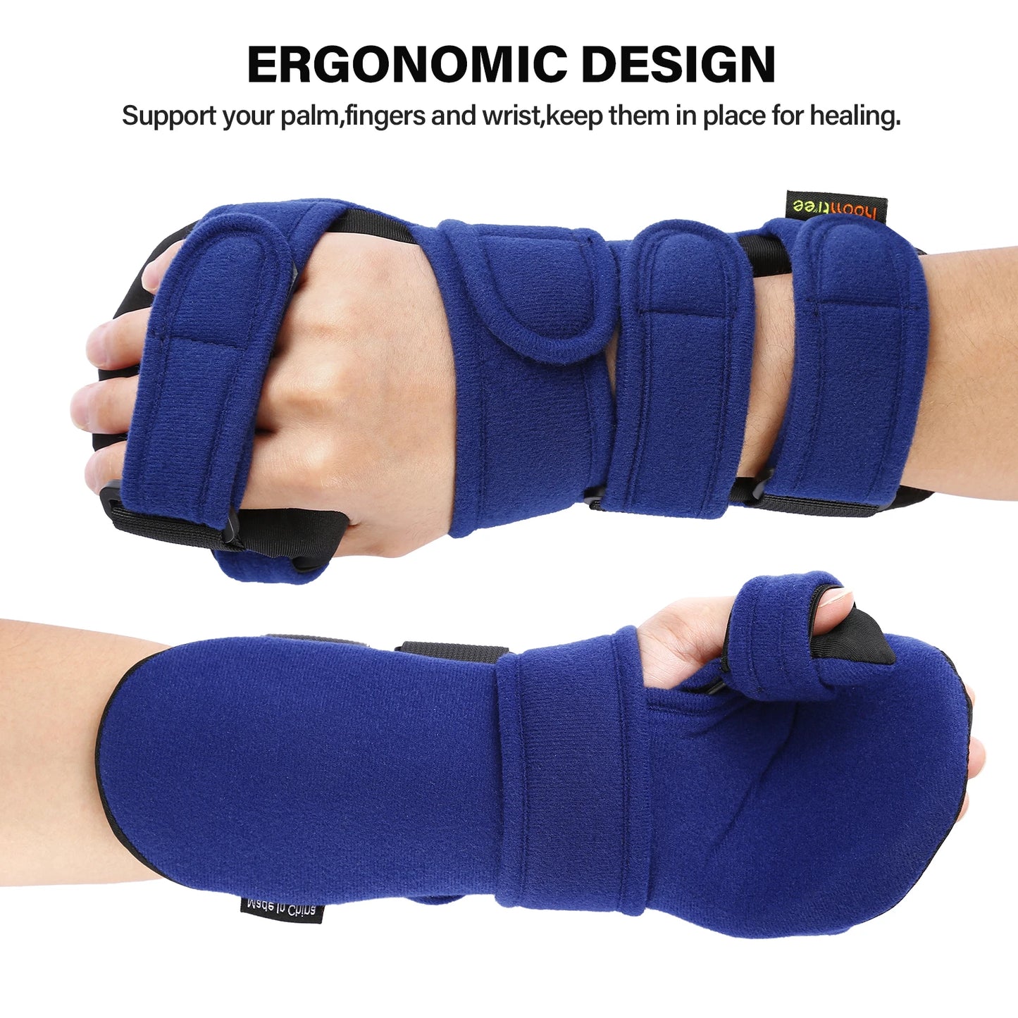 Hand Splint Functional Hand Orthosis Night Immobilizer Wrist Brace with Finger Separator for Stroke Relieve Carpal Tunnel Pain