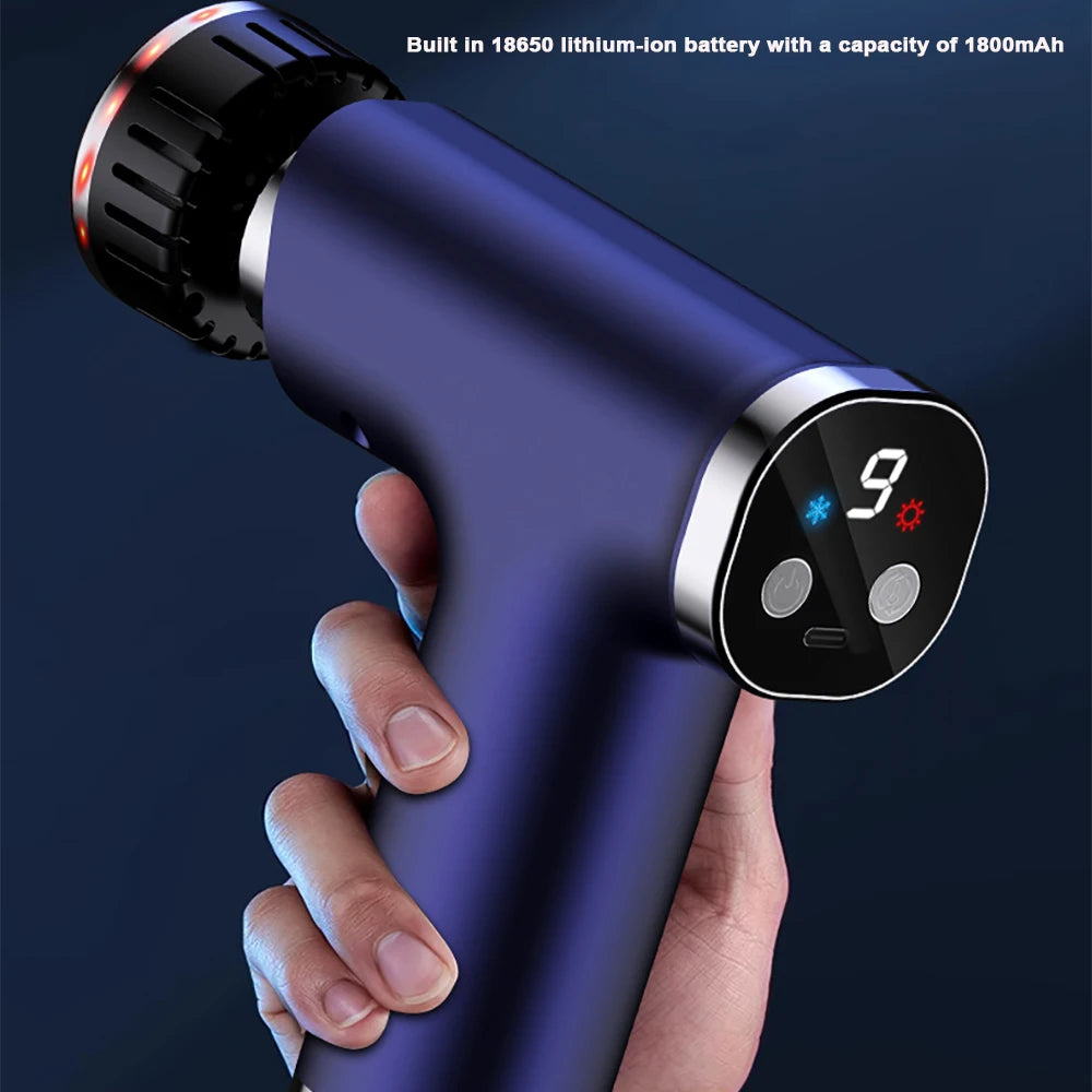 New Electric Massage Gun With Heat Cold 9 Gears Multifunctional Fascia Gun Home Portable Gym Use Small Quiet Handheld Massager