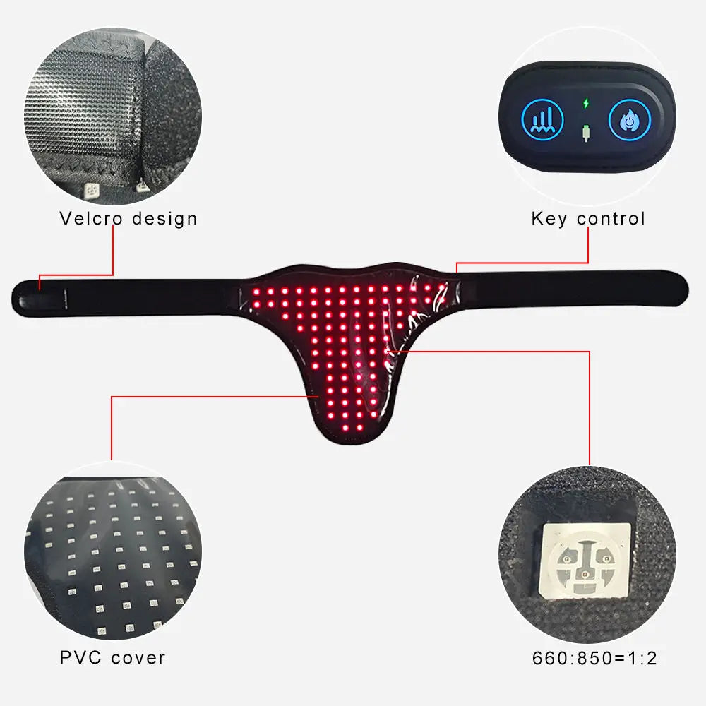 Wireless LED Red Light Thermal Pad Therapy Massage Belt 660&850 nm Infrared Therapy Neck and Shoulder&Prostate Therapy Device