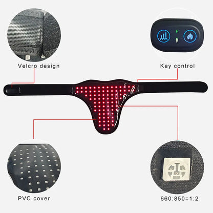 Wireless LED Red Light Thermal Pad Therapy Massage Belt 660&850 nm Infrared Therapy Neck and Shoulder&Prostate Therapy Device