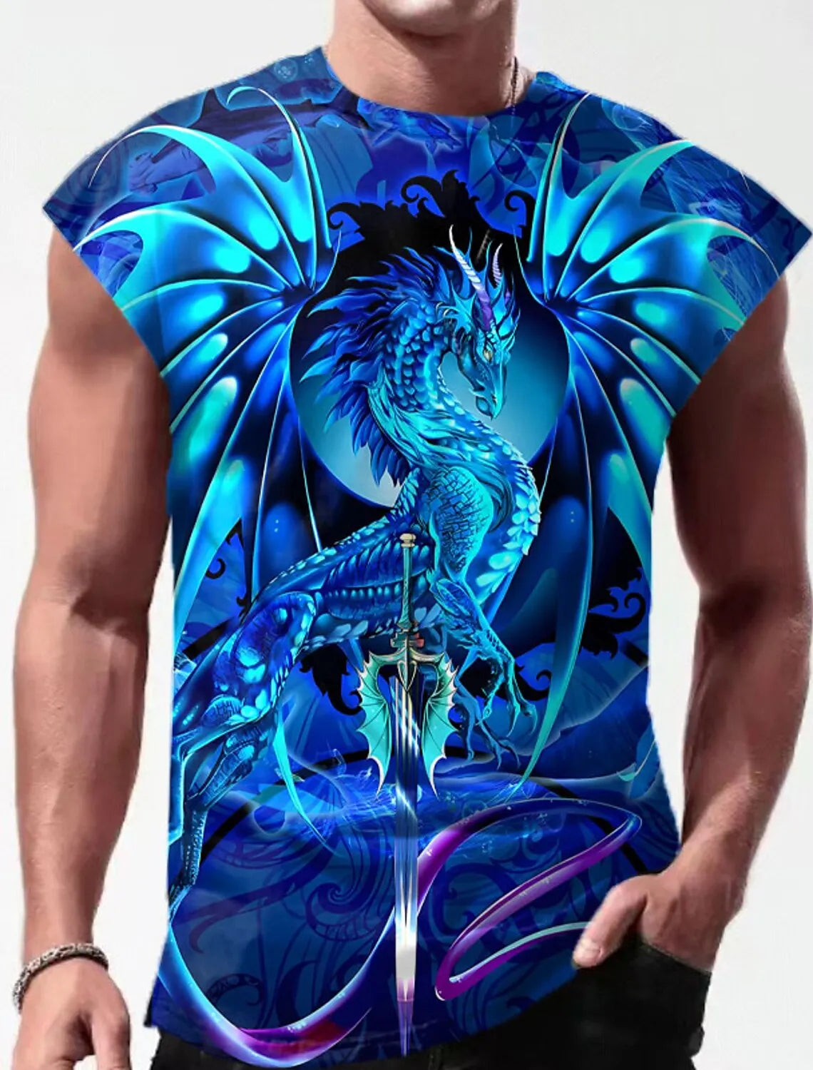 Outdoor Sacred Beast Phoenix Print Sports Quick Dry Sleeveless Breathable Vest Men's Clothing Fashion Four Seasons Y2K Fnaf Gym