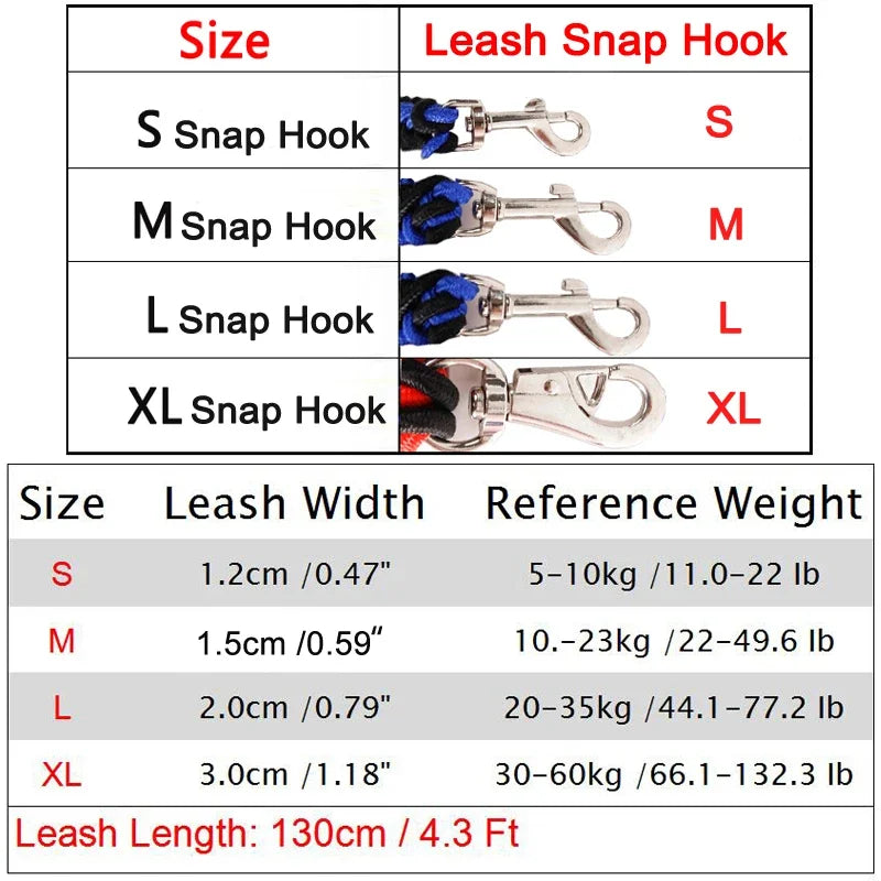 4.5ft Heavy Duty Large Dog Leash Durable Nylon Braided Lead for Small Medium Big Dogs Walking Hunting Camping Pet Accessories