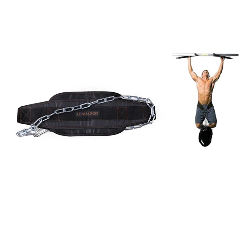 Thick Heavy Duty Weight Lifting Belt with Chain Dipping Belt Pull Up Chin Up Kettlebell Barbell Fitness Bodybuilding Gym Belt