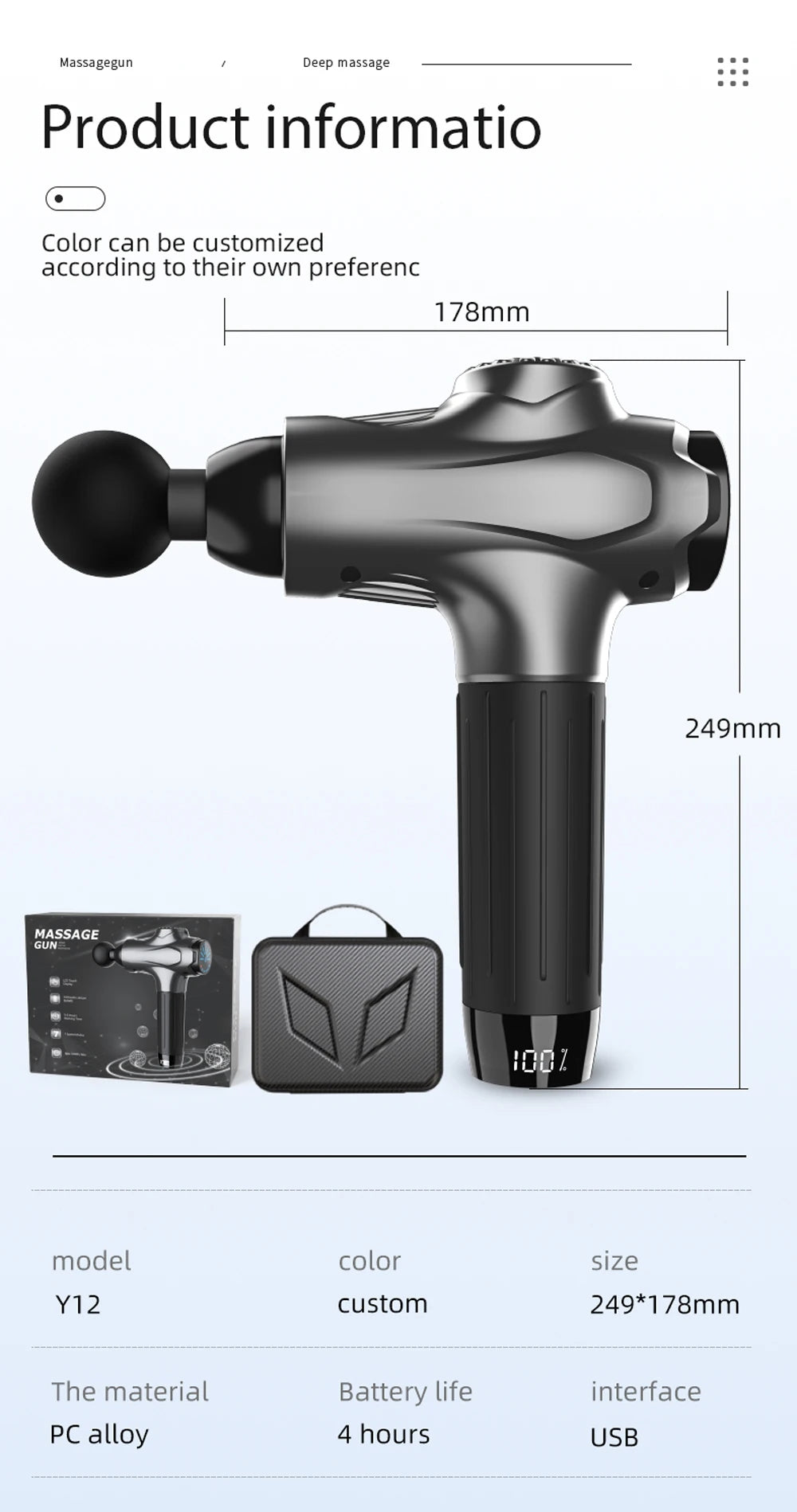 Professional Massage Guns12 Heads Smart Massage Gun For Body Neck Back Electric Handheld Fascia Gun Muscle Relaxation Massager